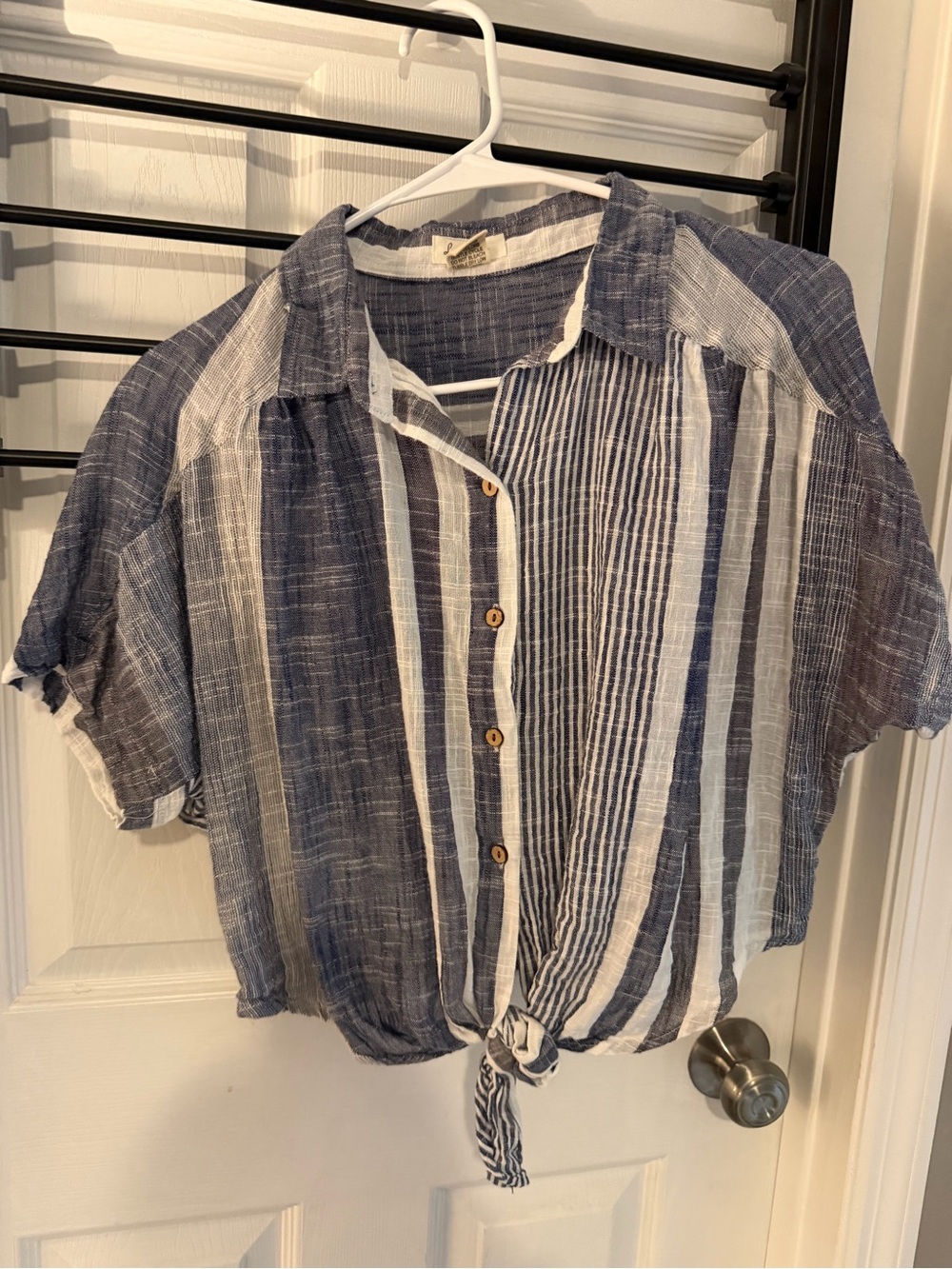 Love Notes Blue and White Striped Cotton Shirt